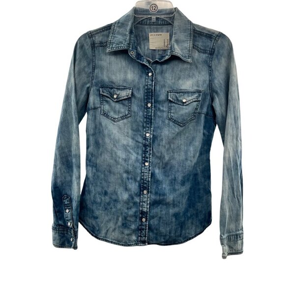 Life in Progress Women's Denim Snap Up Top Long Sleeve Blue Size XS - Picture 1 of 9